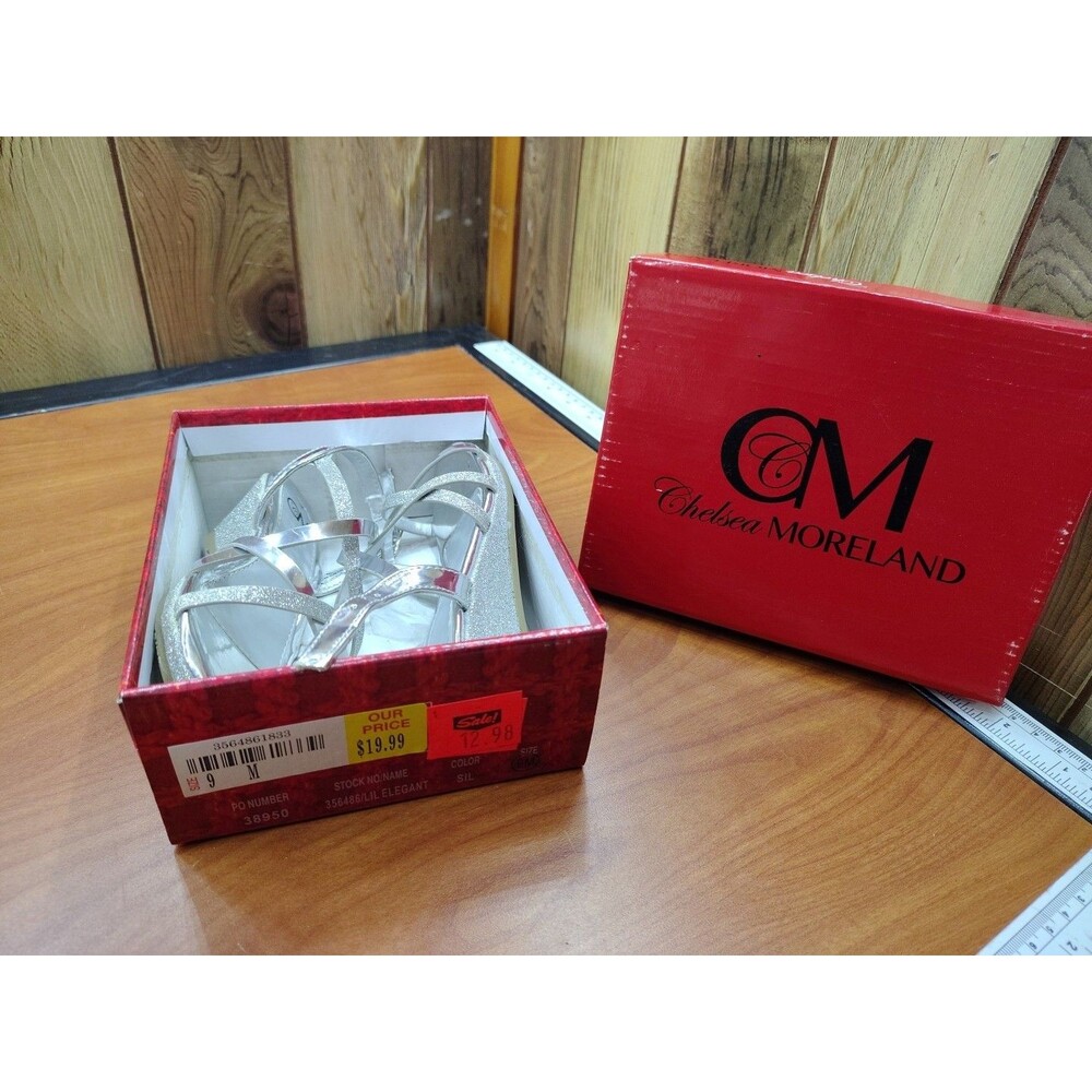 Chelsea Moreland Shoes Silver Glitter Rhinestone Girls 9M Lil Elegant Stunning